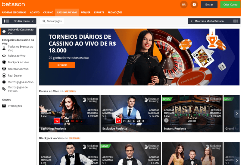 Betsson casino screenshot Brazil